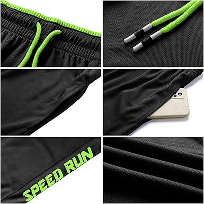 3PCS Men'S Athletic Shorts, Quick-Dry Jersey Shorts, Pull-On Knit Shorts with Pockets, Knit Gym Shorts